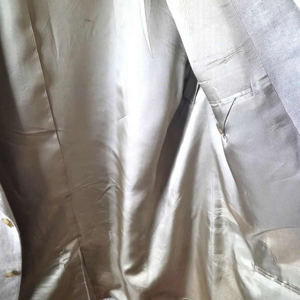 Men's Eddie Bauer 100% Belgian Linen Two Button Beige Blazer Sportscoat Size 50T